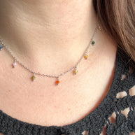 Colorful Beads Silver Necklace