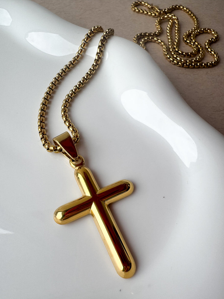Golden Cross Men Necklace