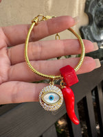 Load image into Gallery viewer, Brazalete Evil eye tuerca roja
