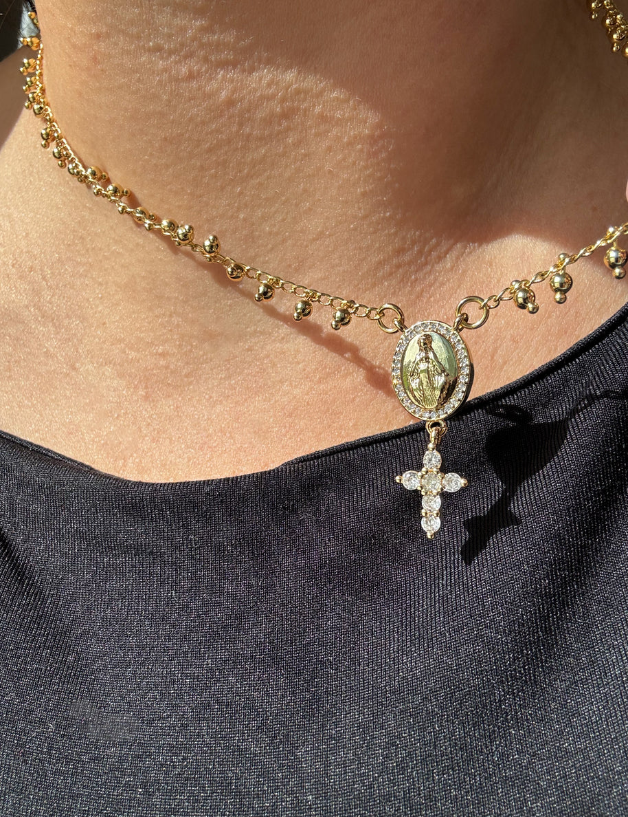 Cadena Virgen de la Milagrosa y Cruz