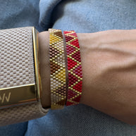 Miyuki Red or Beige Traingle Style Adjustable Bracelet