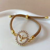 Crystals Holy Spirit Charm in Red or Brown Adjustable Bracelets