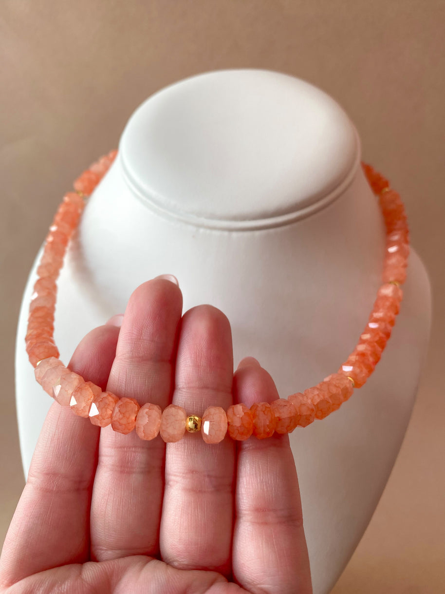 Orange, Green, Pink and Purple Crystal Beads Necklaces