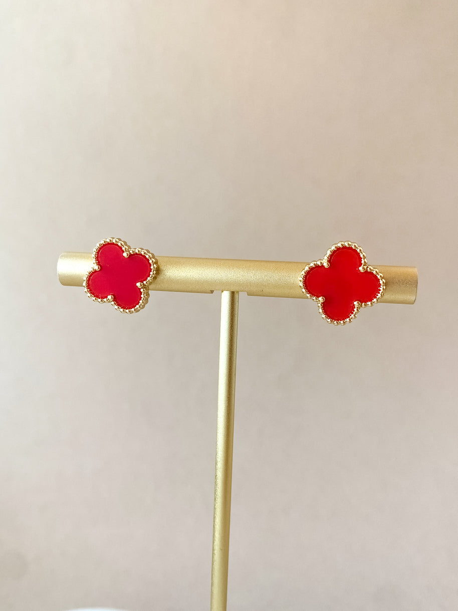 White, Red and Black Clovers Earrings