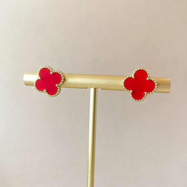 White, Red and Black Clovers Earrings