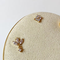 Little Flower Steel Golden Zircons Piercing Earrings