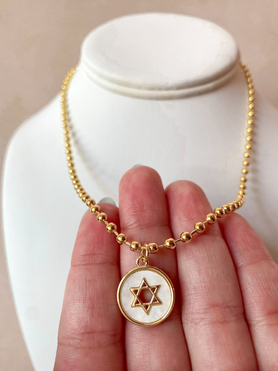 Star of David Mother of Pearl Necklace