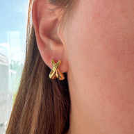 Golden X Style Steel Earrings
