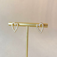 Pearls Heart Shape Golden Earrings