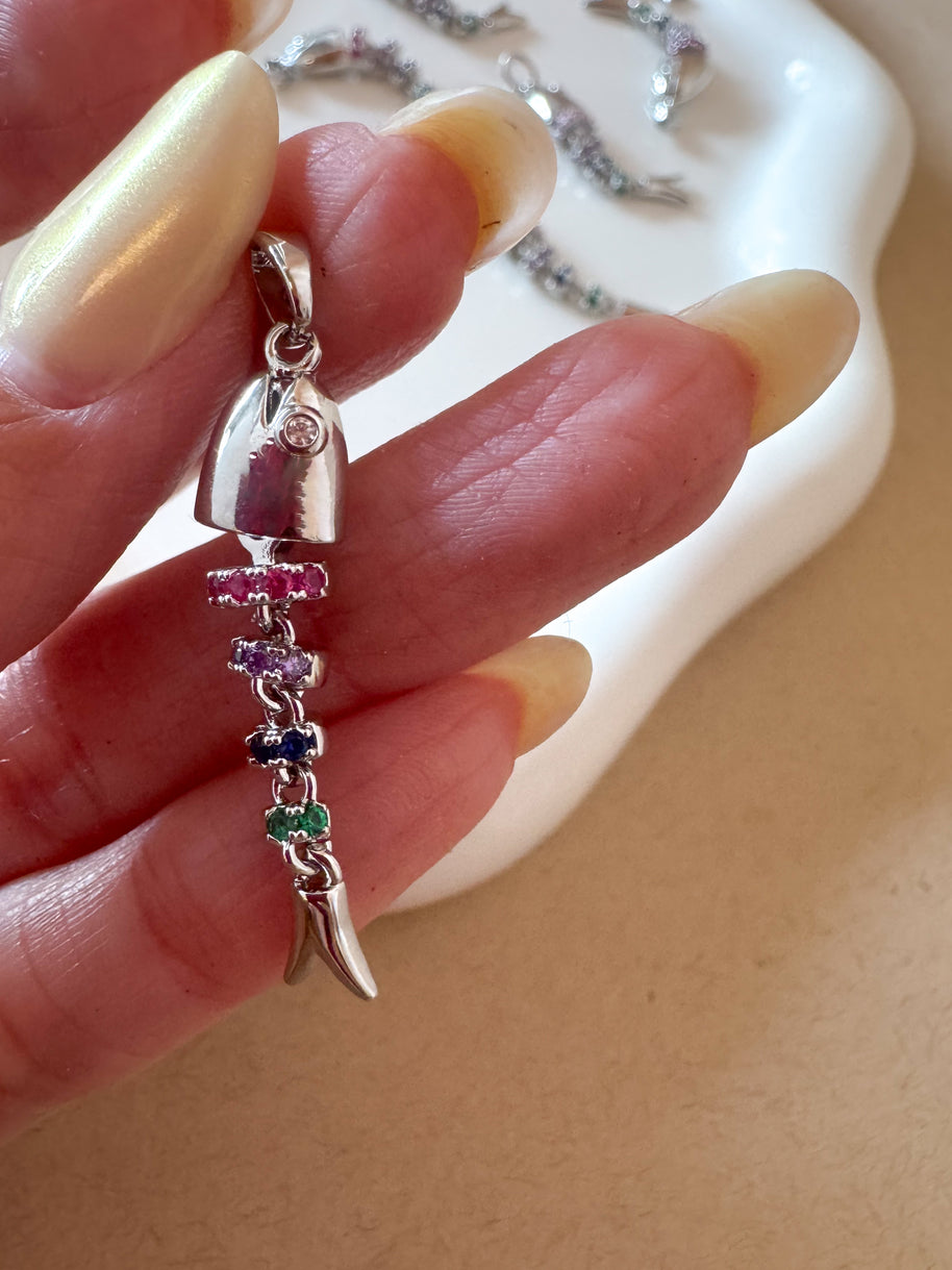Colorful Silver Fish Charms