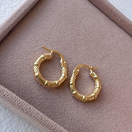 Bambu Style 18k Solid Gold Hoops