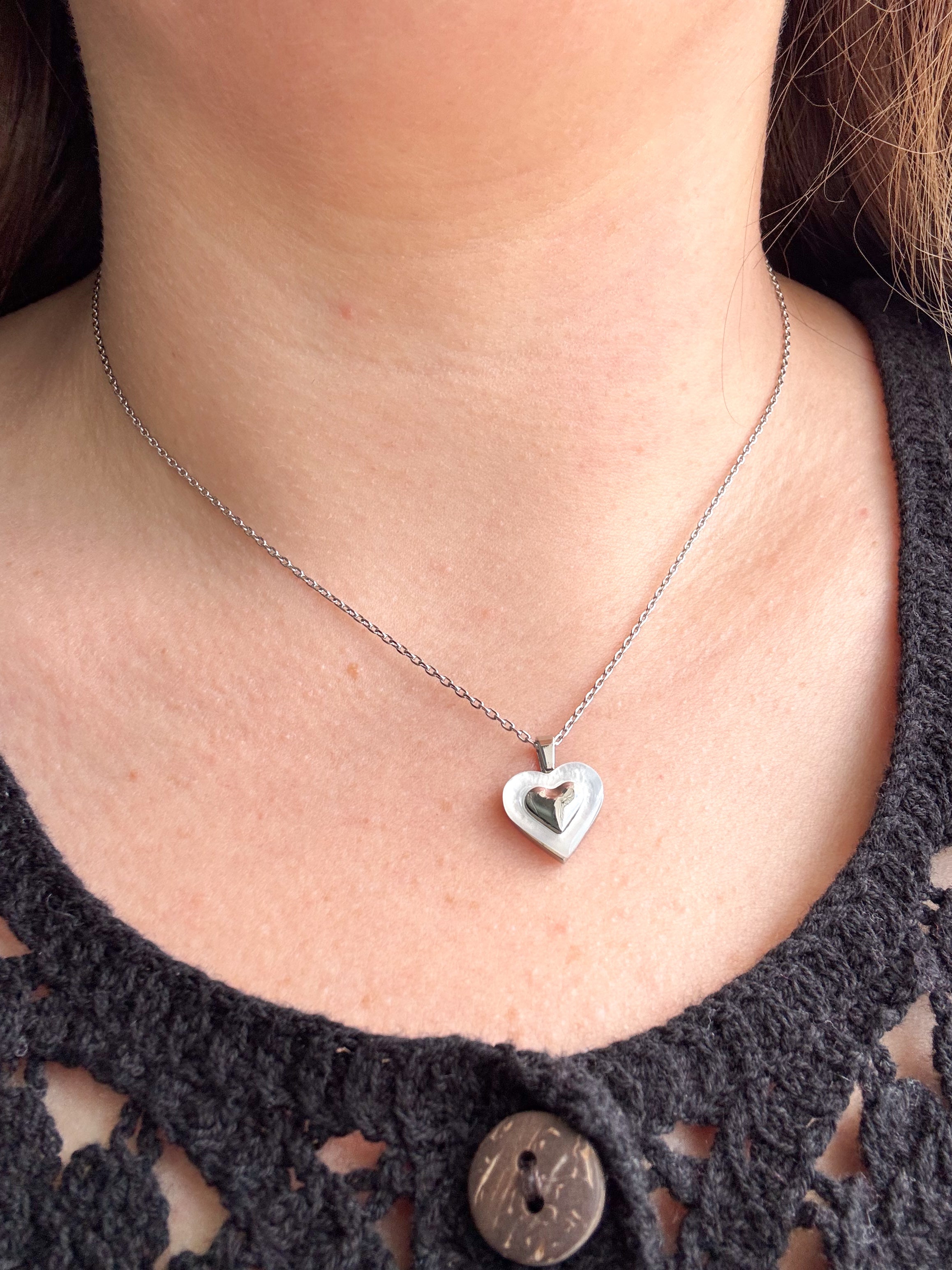 Silver Heart Steel Necklace