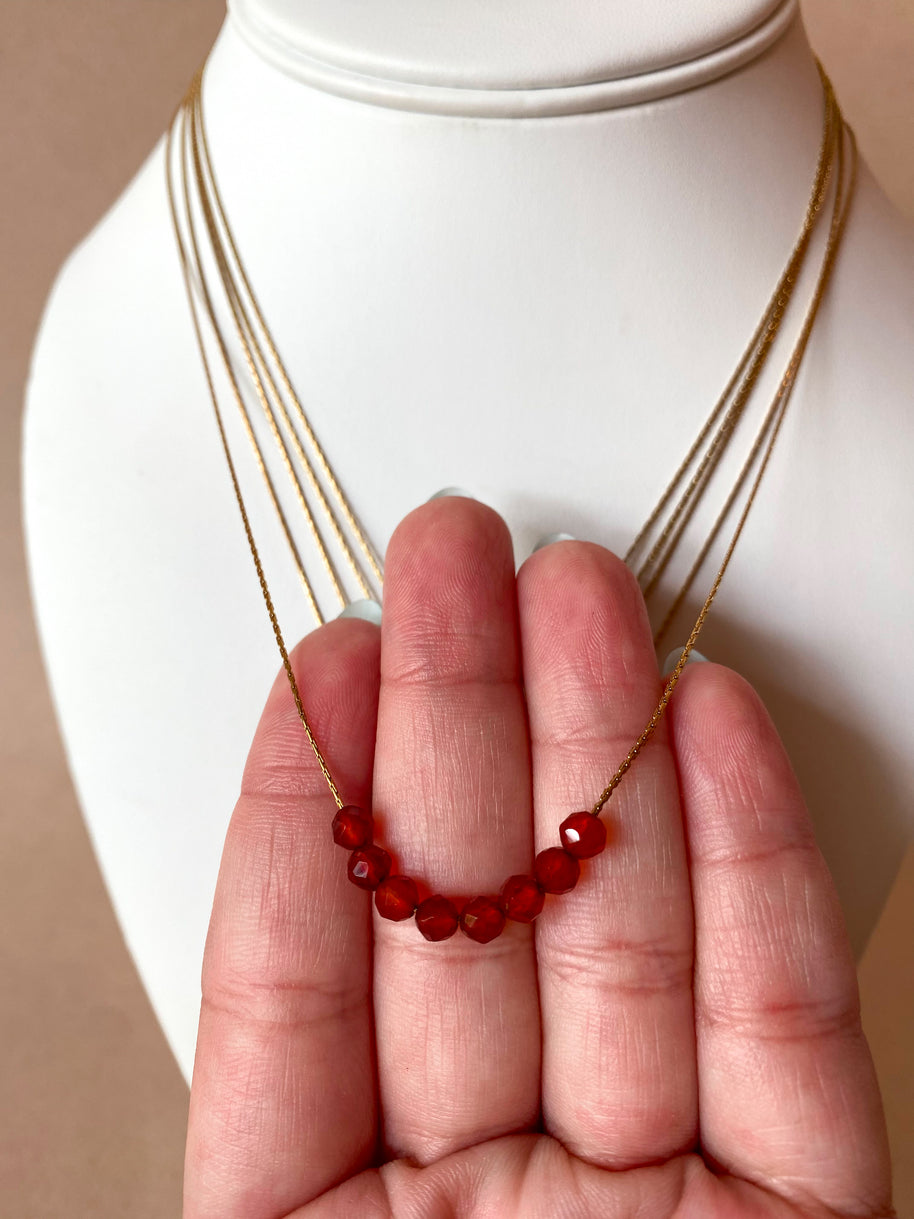 Multicolor Crystal Beads Thin Steel Necklaces