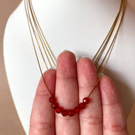 Multicolor Crystal Beads Thin Steel Necklaces
