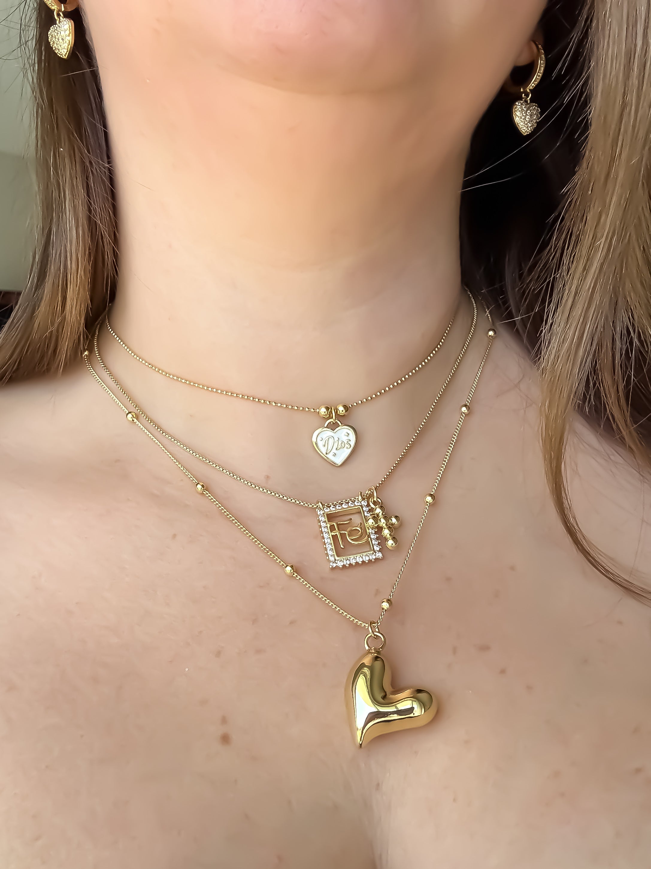 Golden Heart & Religious Necklace