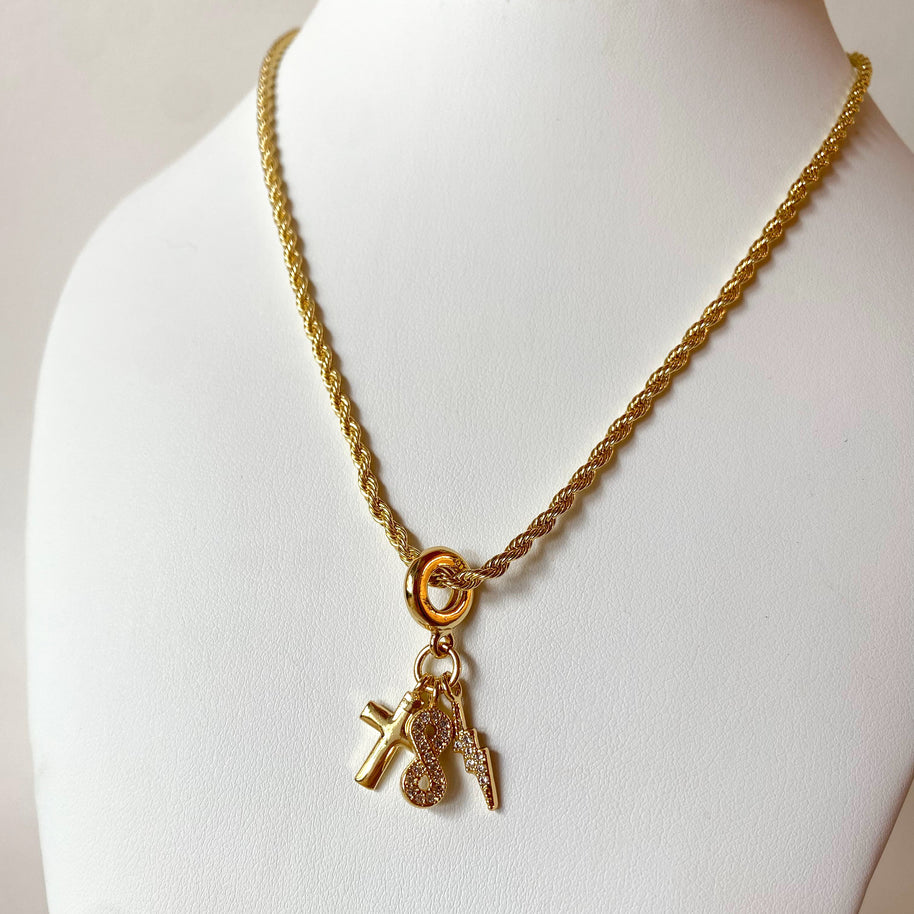 Infinite 3 Charms Style Golden Necklace