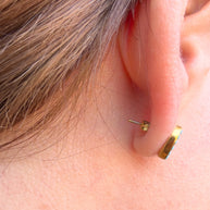 Golden Steel Heart Turquoise Earrings
