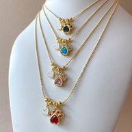 4 Different Multicolor Style of Dog Paw and Heart Necklace