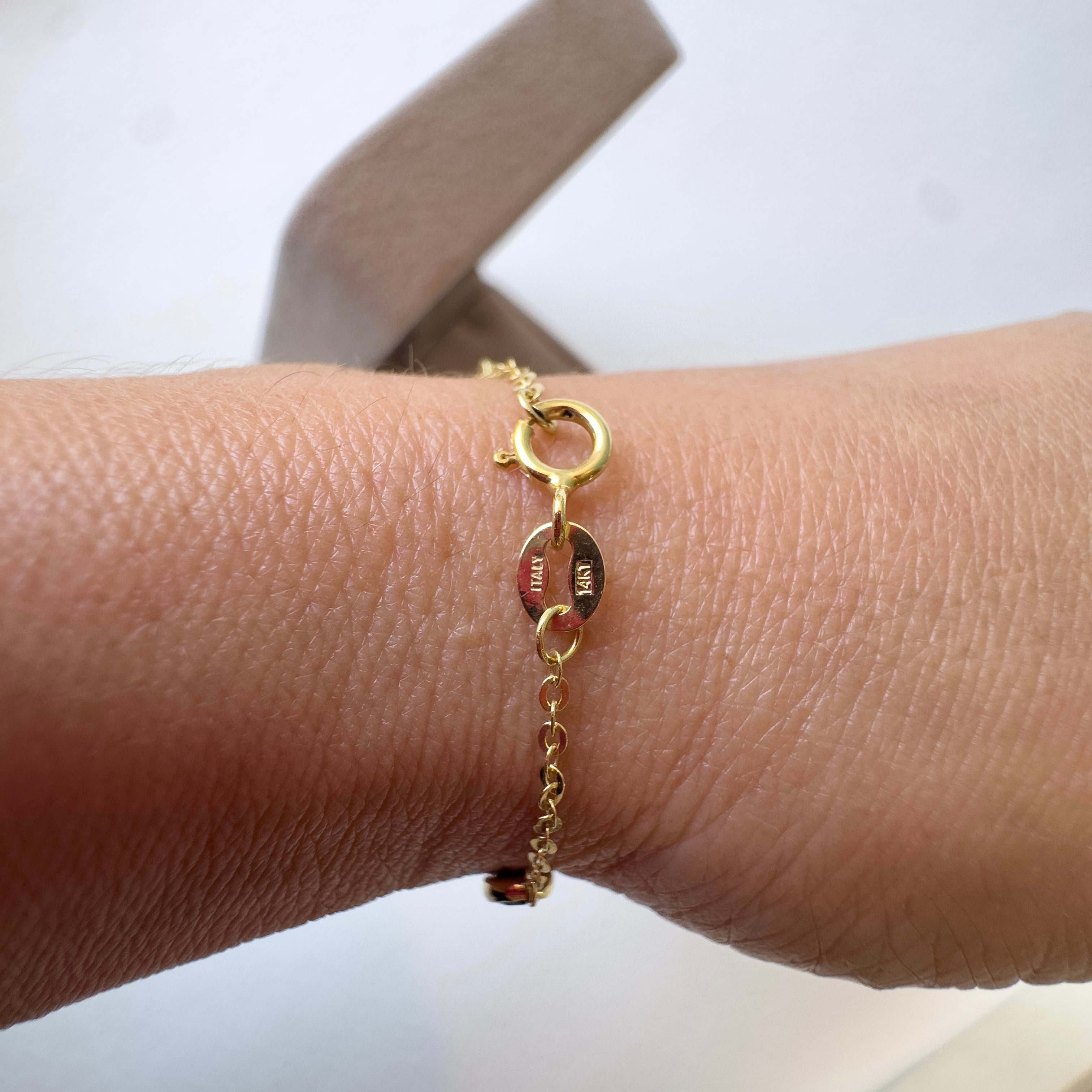 Golden Italy 14k Solid Gold Black Stones Bracelet