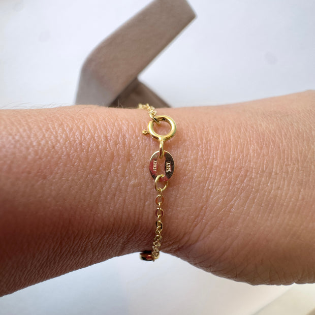 Golden Italy 14k Solid Gold Black Stones Bracelet