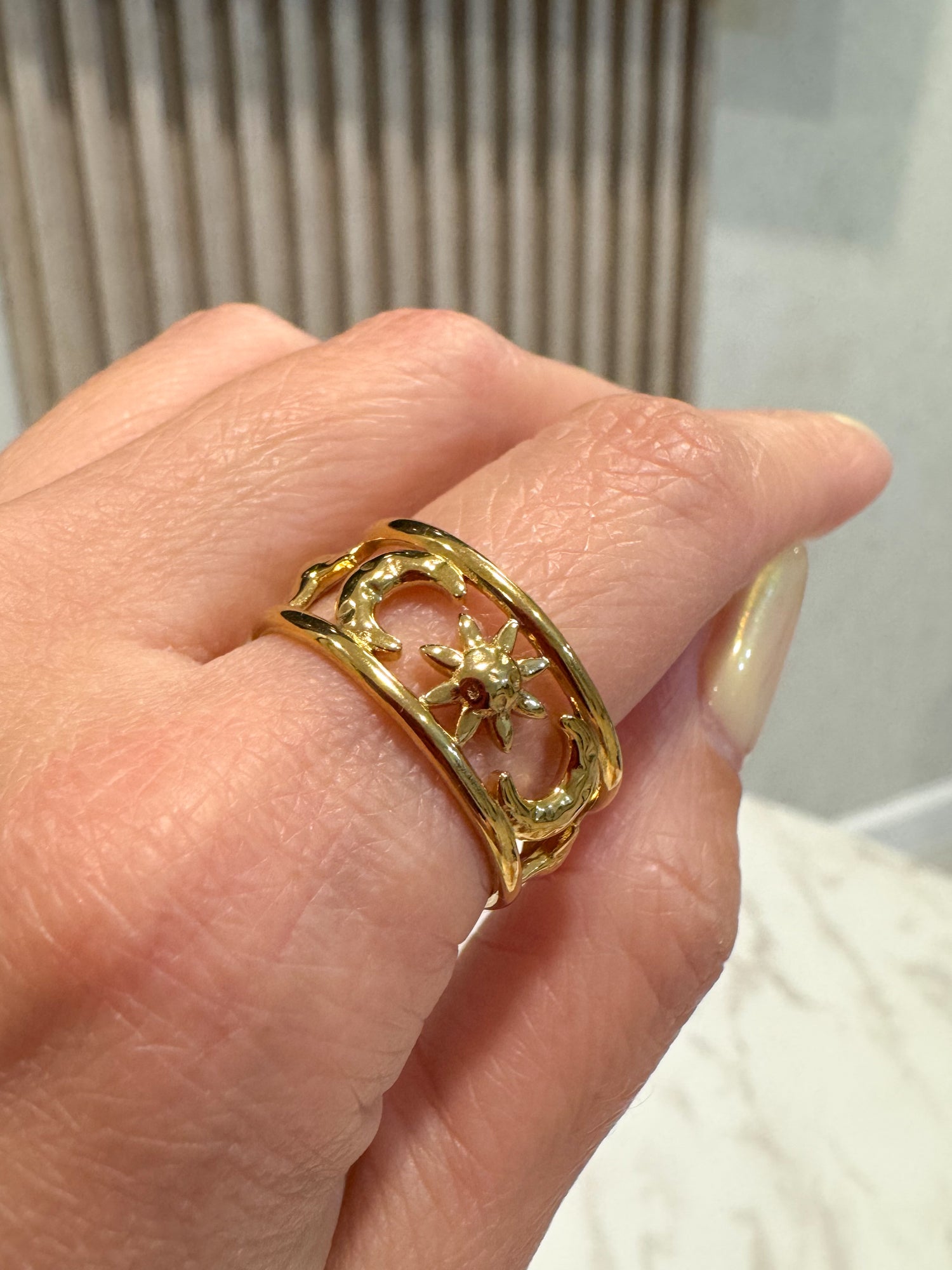 Golden Star-Moon Ring