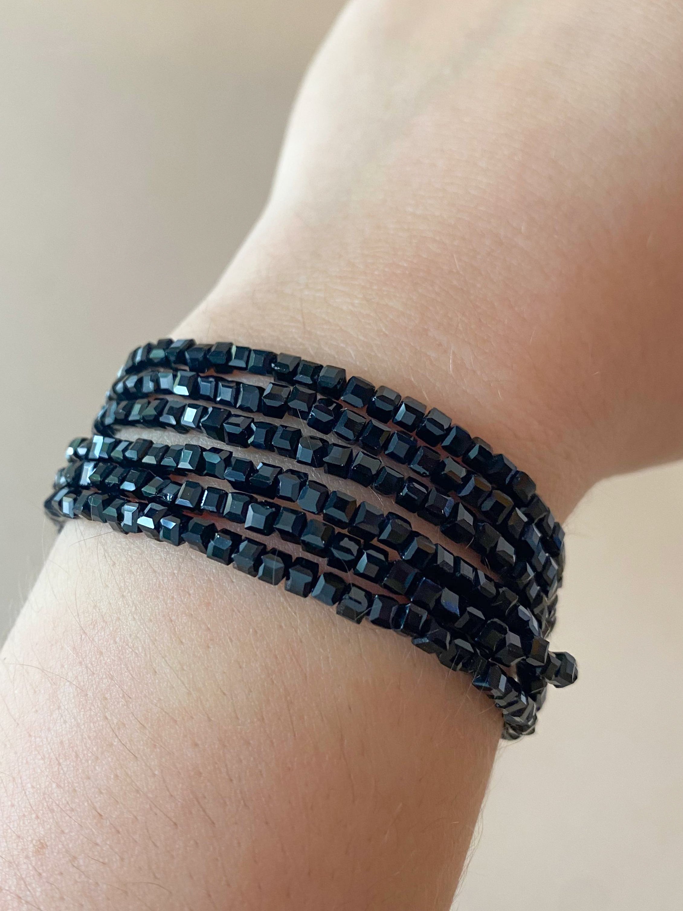 Black Crystals Layers Adjustable Bracelet