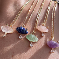 Cloud Raindrop Crystal Gems Golden Necklaces