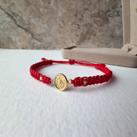 St. Miguel 18K Solid Gold Medal in Red String Bracelet