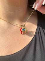 Load image into Gallery viewer, Cadenas Evil Eye + Cuernito + Horseshoe
