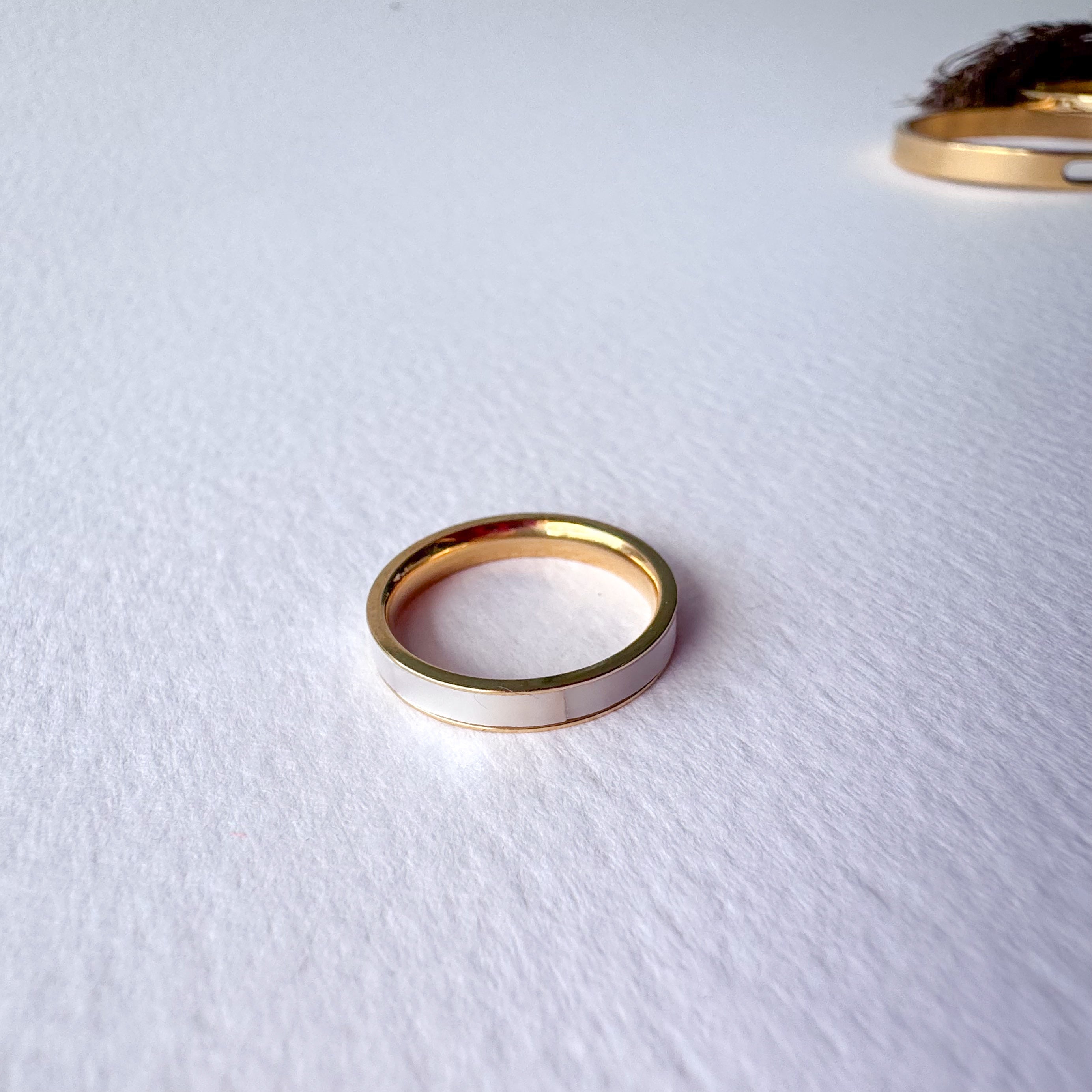 Classic Gold Mother of Pearl Steel Ring