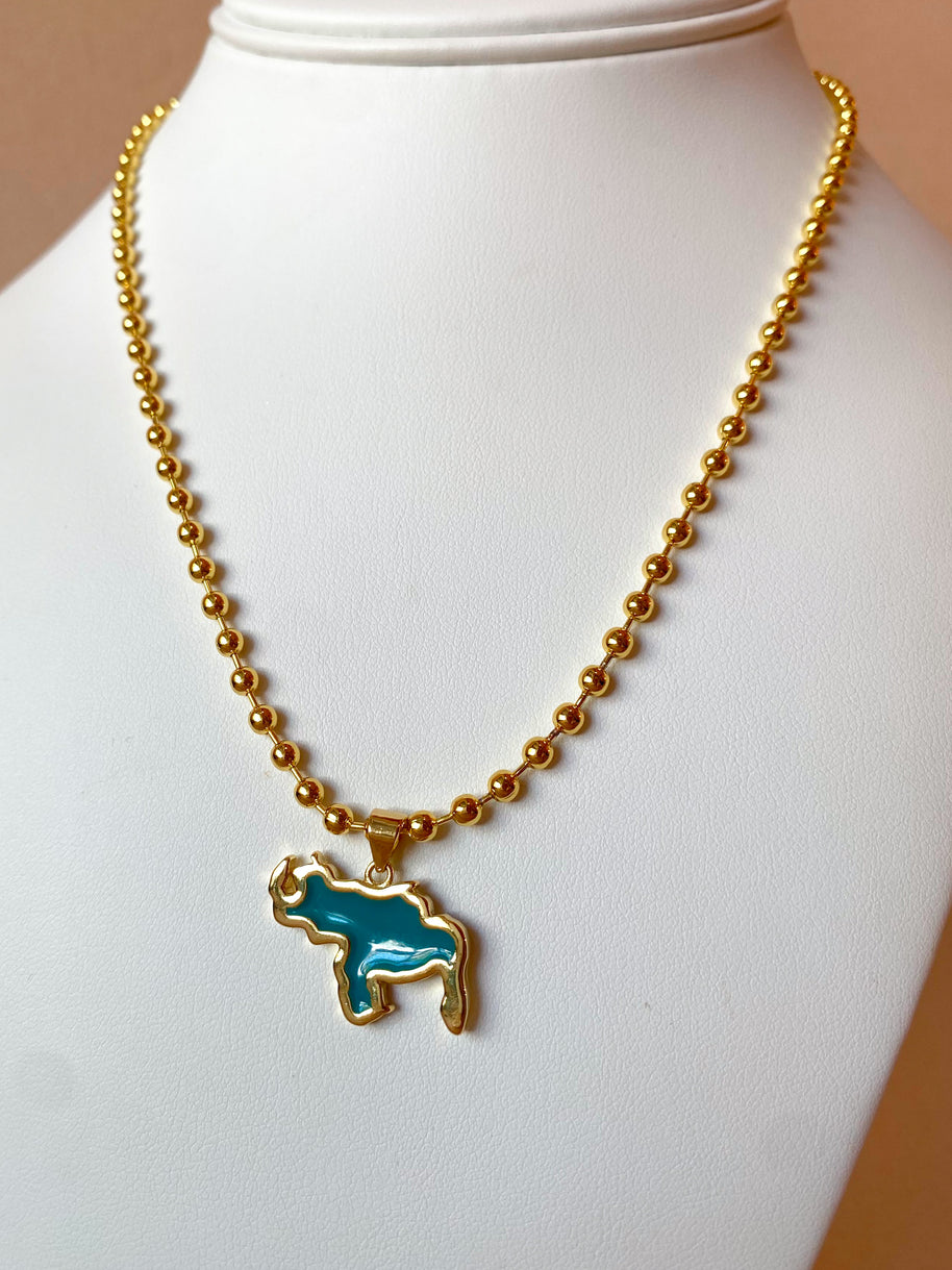Blue Venezuela Map Necklace