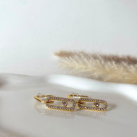 Large Zircons Golden Earrings