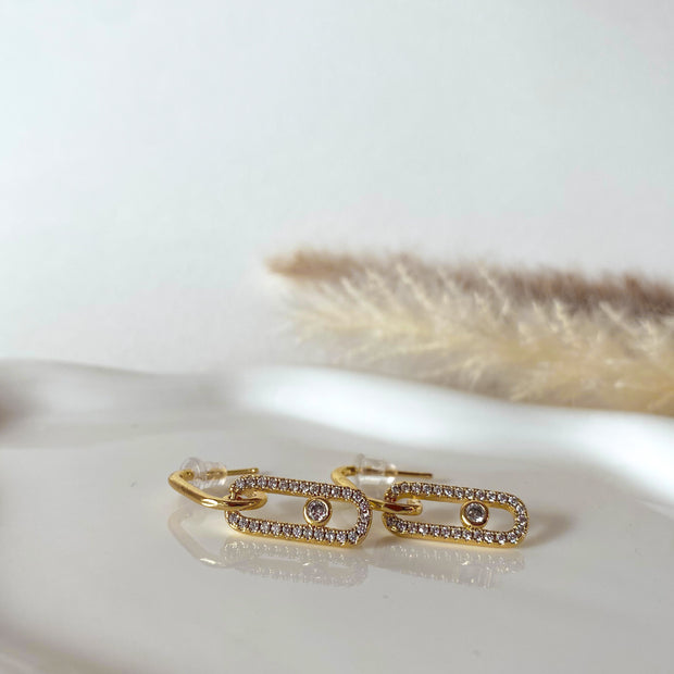 Large Zircons Golden Earrings