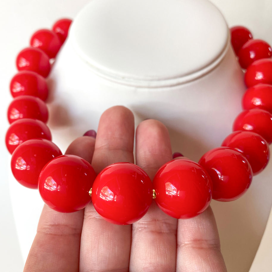 Red Acrylic Big Beads Necklace