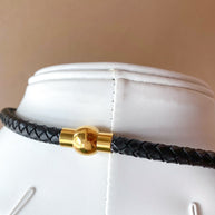 Big Golden Cross with Silver Guadalupe Medal Black Necklace