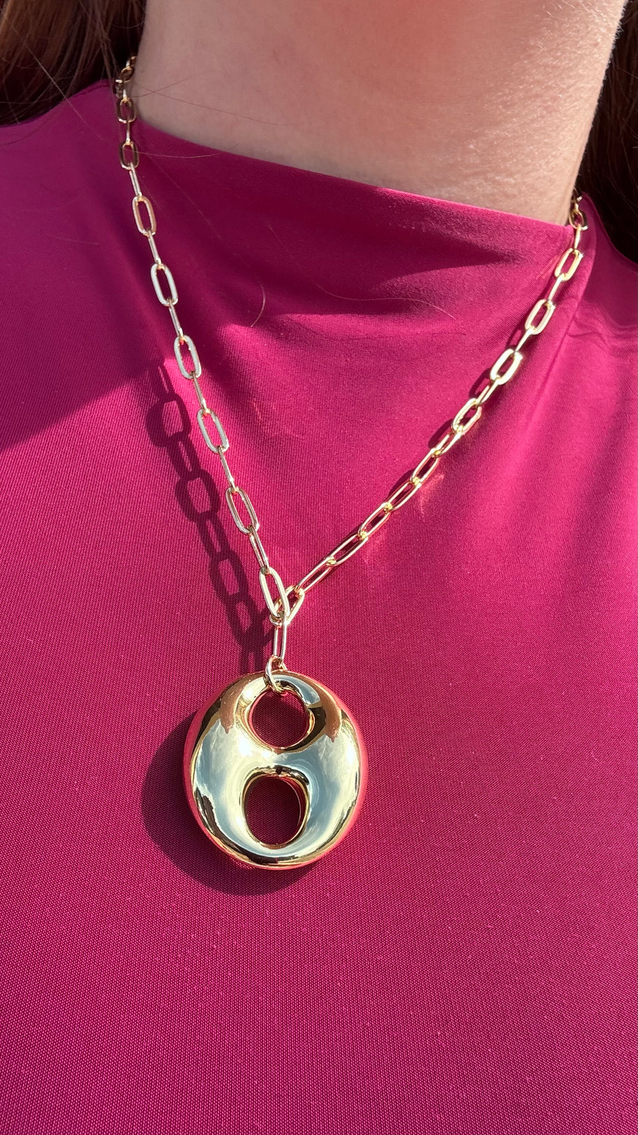Big Coffee Grain Paper Clip Necklace