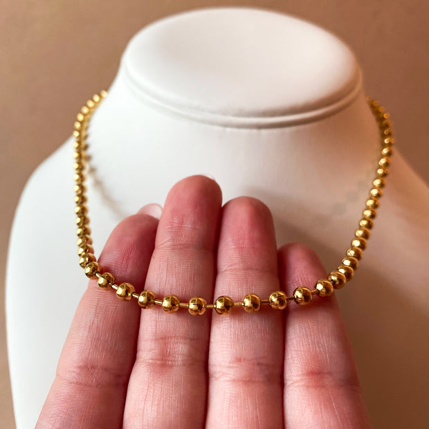 Plain Balls Pattern Golden Steel Necklace