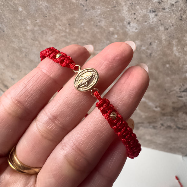 Miracle Virgin 18K Solid Gold in Red String Bracelet