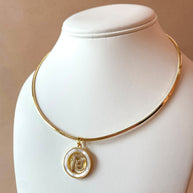 Faith Mother of Pearl Charm in Choker Necklace