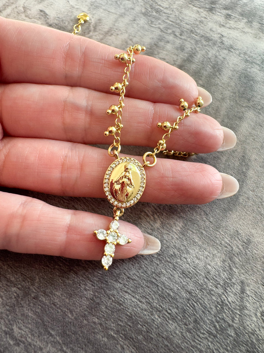 Cadena Virgen de la Milagrosa y Cruz