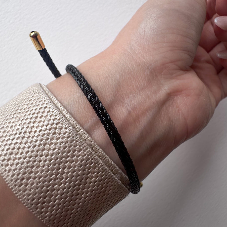 Black Cord Adjustable Plain Bracelet