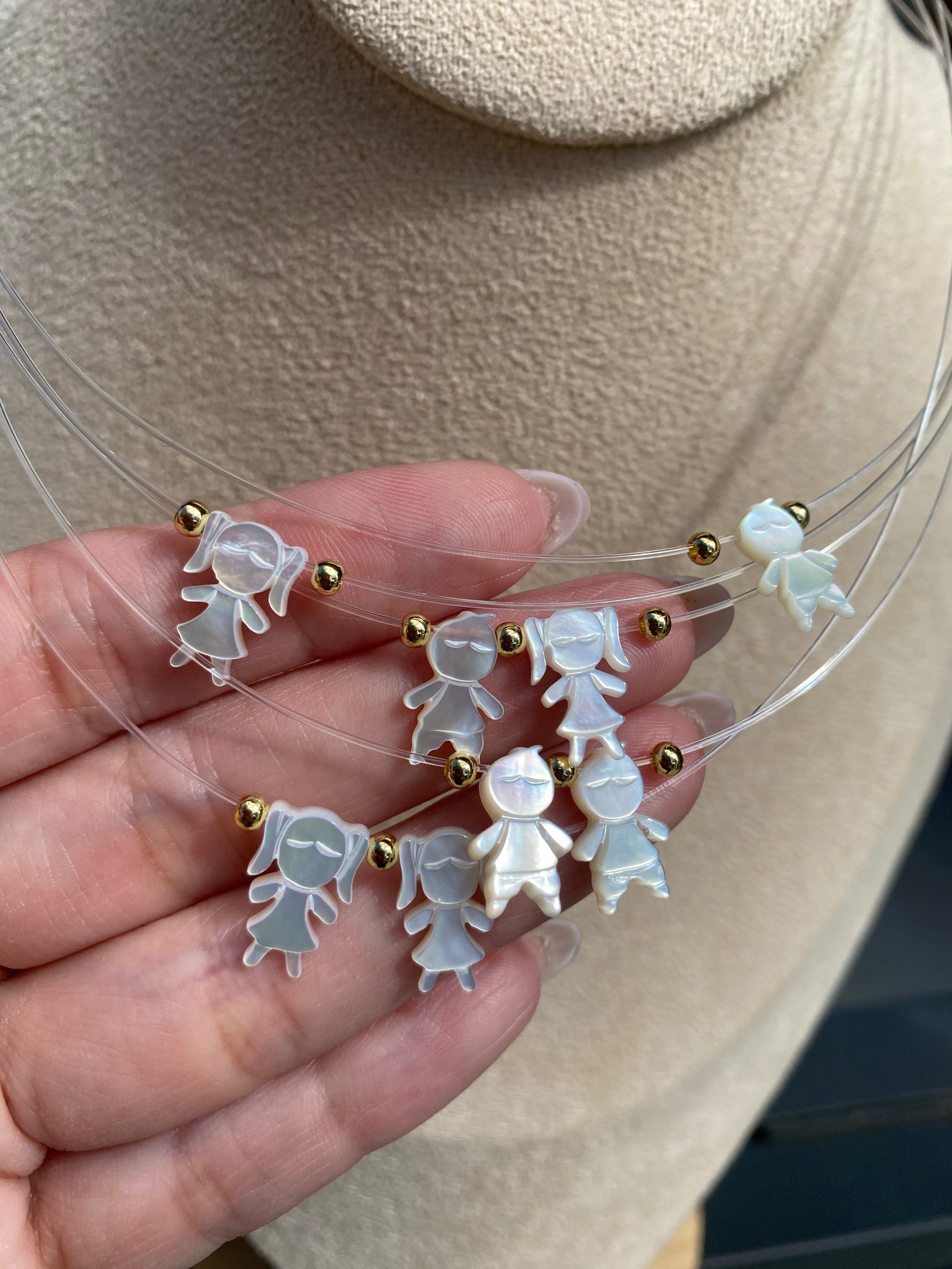 Mother of Pearl Kid Ghost Necklace