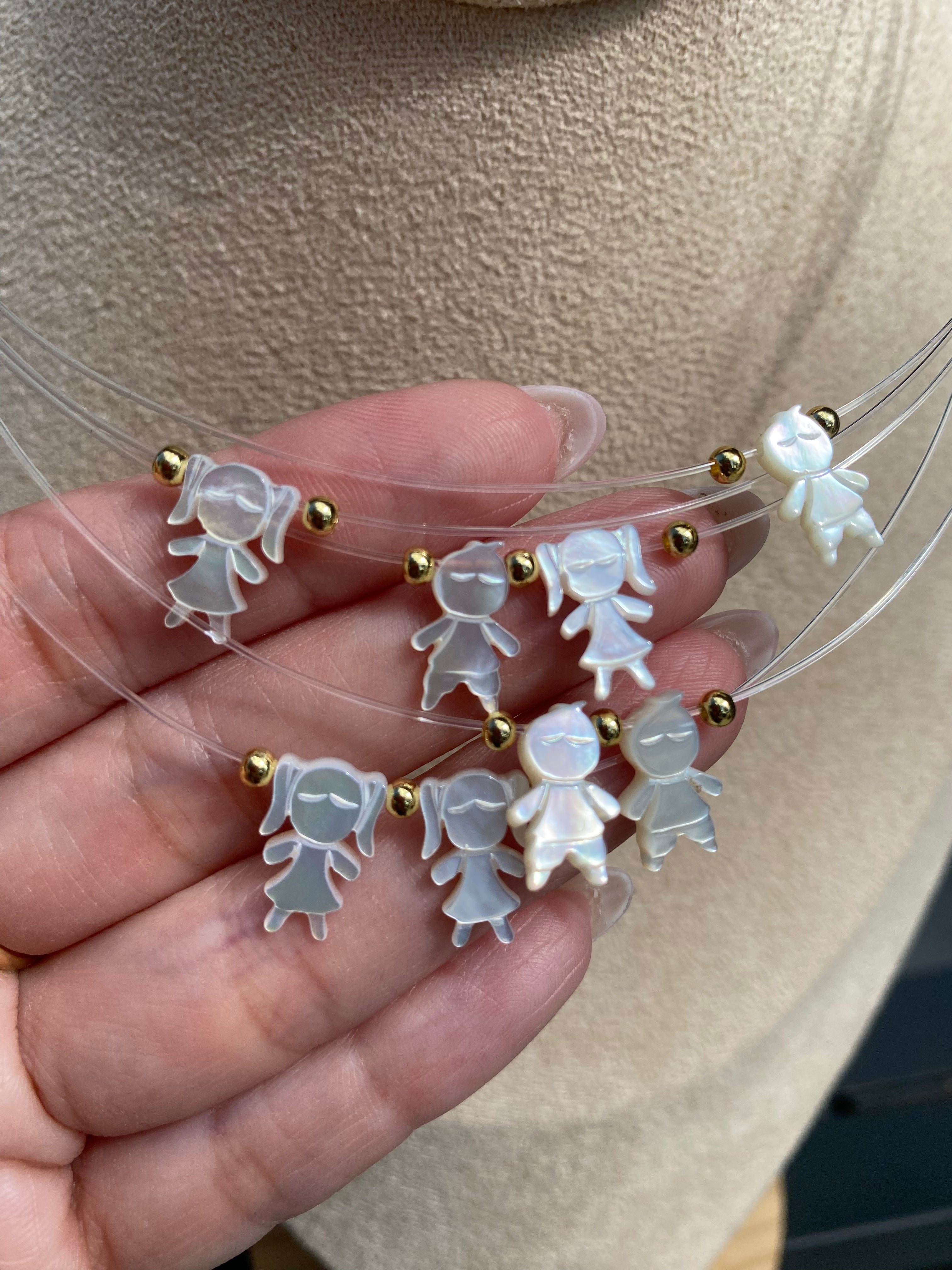 Mother of Pearl Kid Ghost Necklace